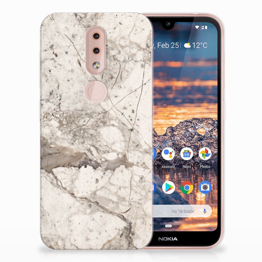 Nokia 4.2 TPU Siliconen Hoesje Marmer Beige
