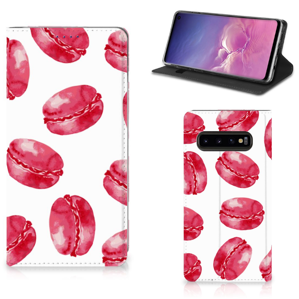 Samsung Galaxy S10 Flip Style Cover Pink Macarons