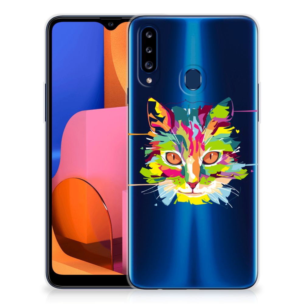 Samsung Galaxy A20s Telefoonhoesje met Naam Cat Color