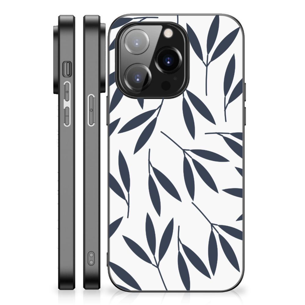 iPhone 14 Pro Bloemen Hoesje Leaves Blue