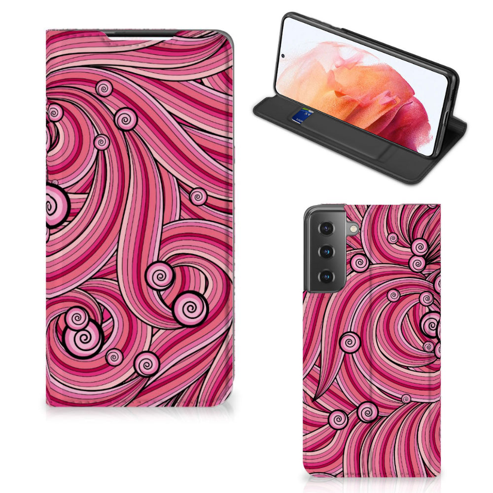 Samsung Galaxy S21 Bookcase Swirl Pink