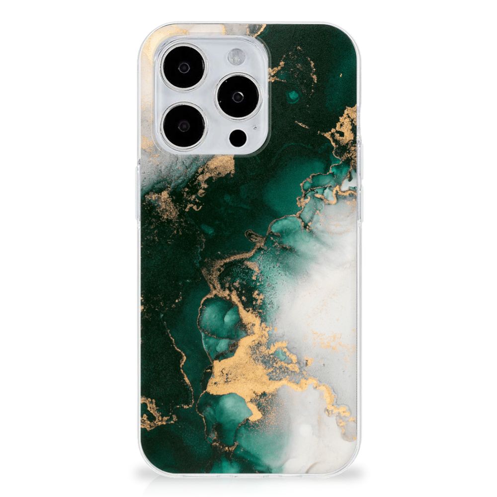 TPU Siliconen Hoesje voor iPhone 15 Pro Max Marmer Groen