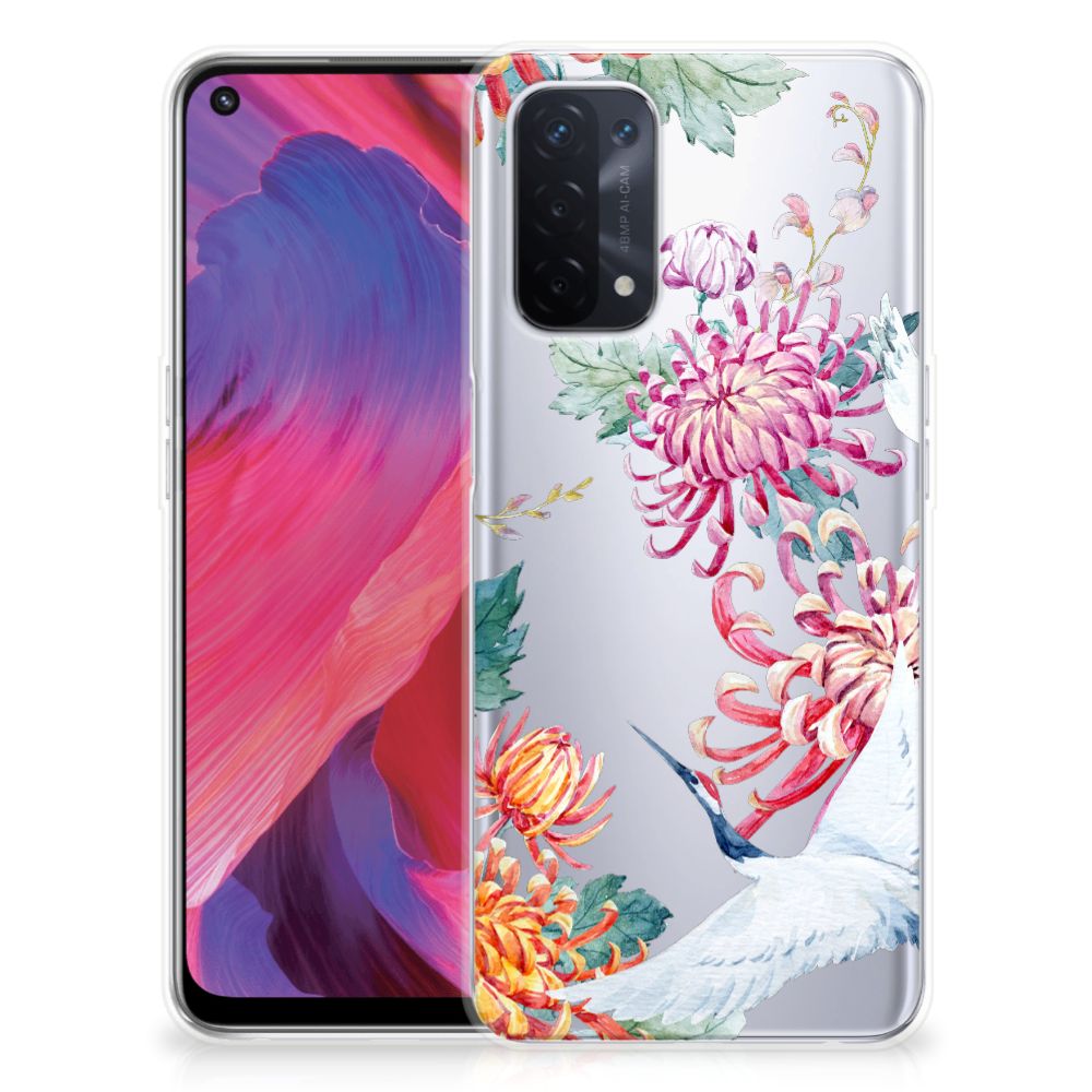 OPPO A74 5G | A54 5G TPU Hoesje Bird Flowers