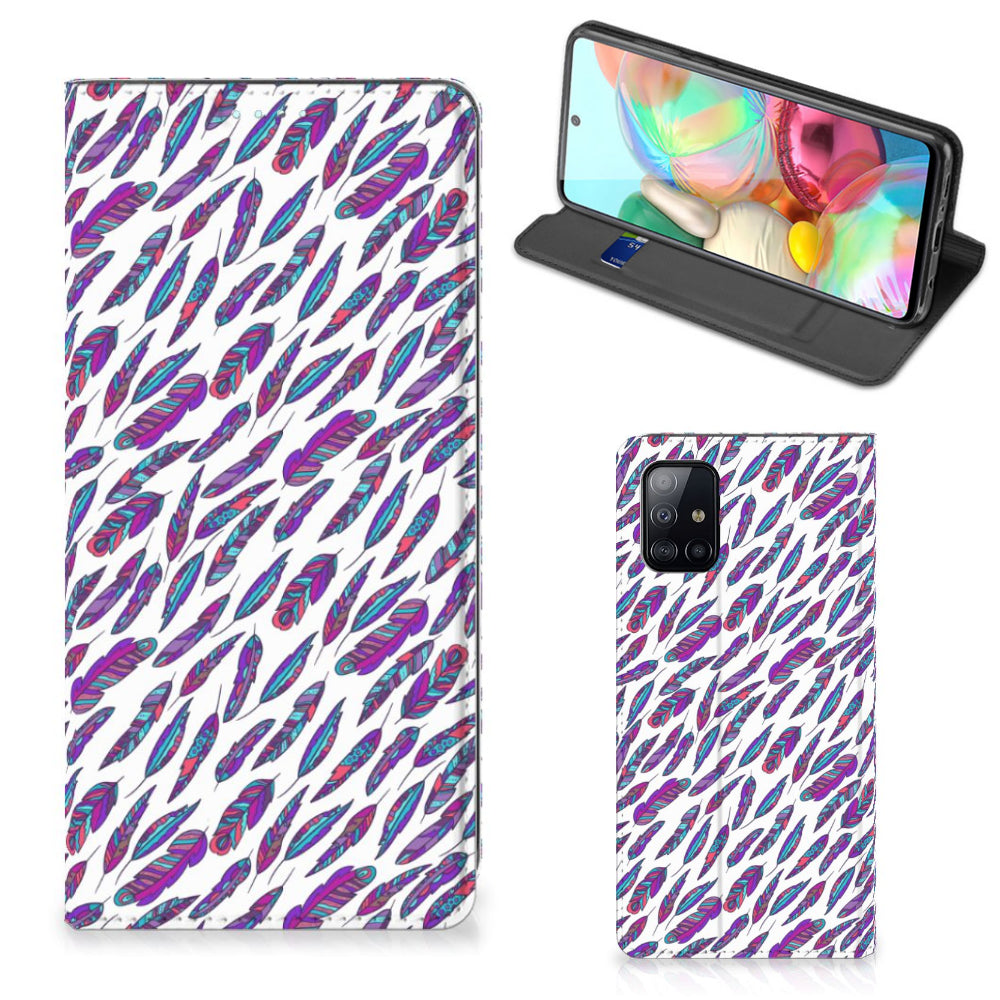 Samsung Galaxy A71 Hoesje met Magneet Feathers Color