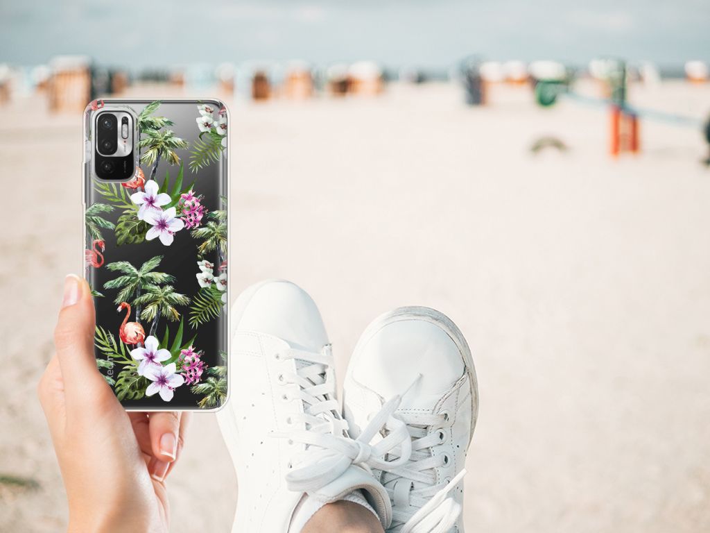 Xiaomi Redmi Note 10/10T 5G | Poco M3 Pro TPU Hoesje Flamingo Palms B2C Telecom