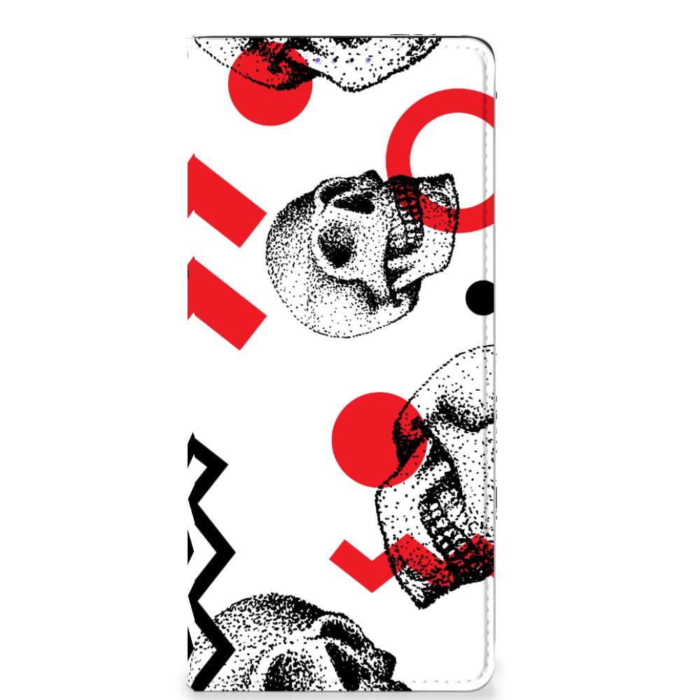 Mobiel BookCase Samsung Galaxy A22 5G Skull Red