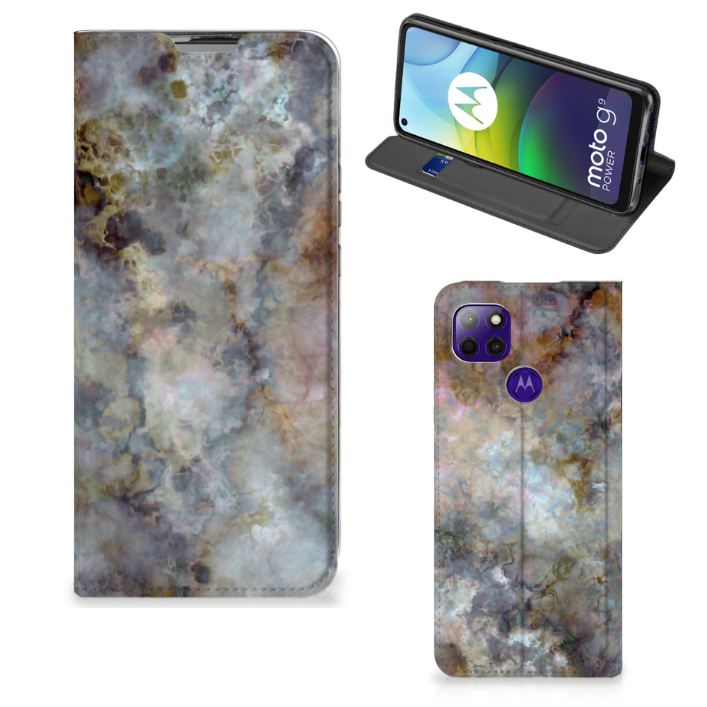 Motorola Moto G9 Power Standcase Marmer Grijs - B2C Telecom