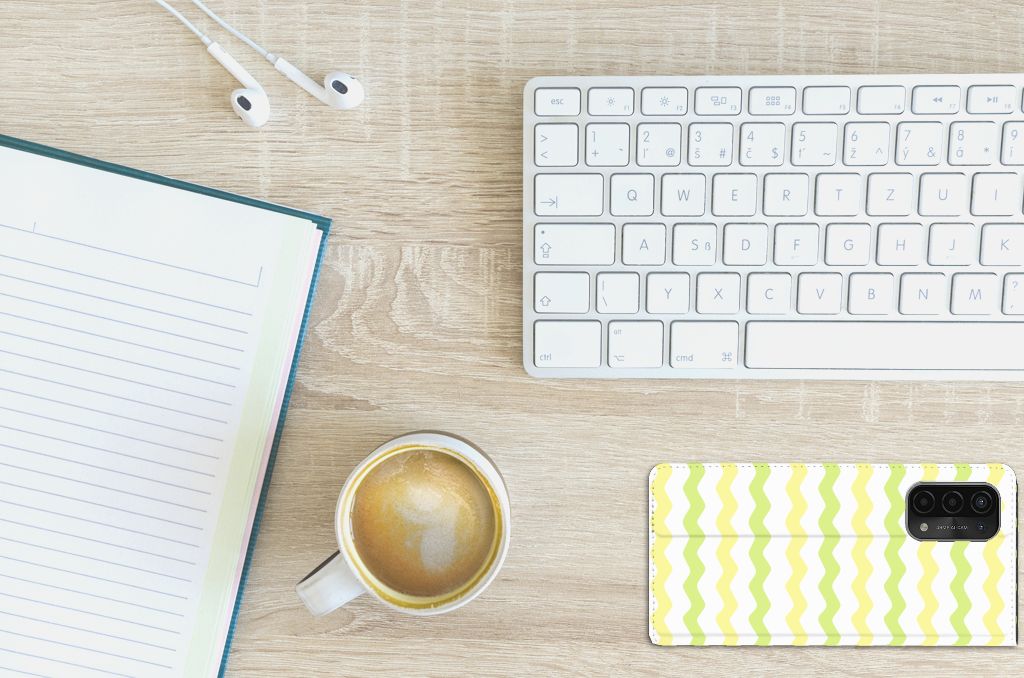 OPPO A54 5G | A74 5G | A93 5G Hoesje met Magneet Waves Yellow - B2C Telecom