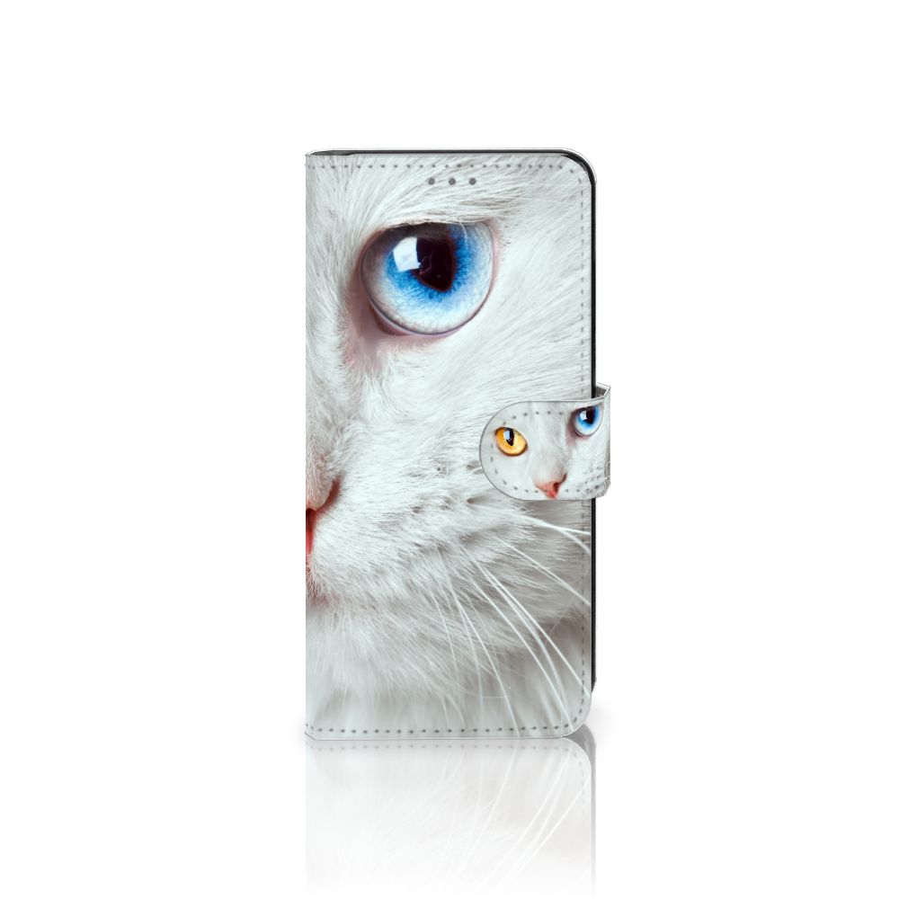 Motorola Edge 30 Neo Telefoonhoesje met Pasjes Witte Kat