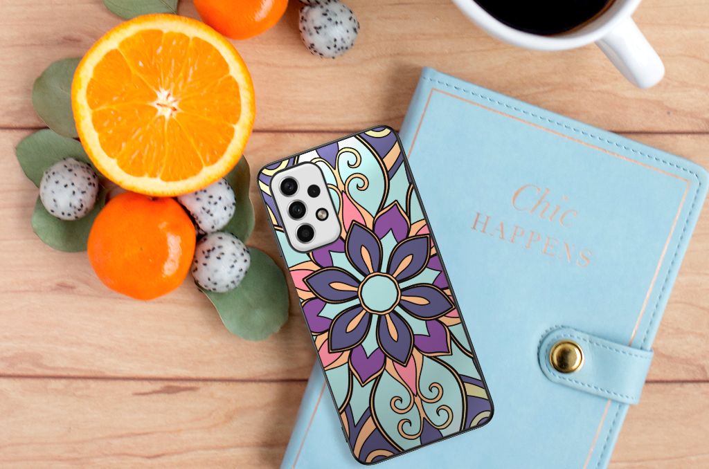 Samsung Galaxy A23 Bloemen Hoesje Purple Flower B2C Telecom