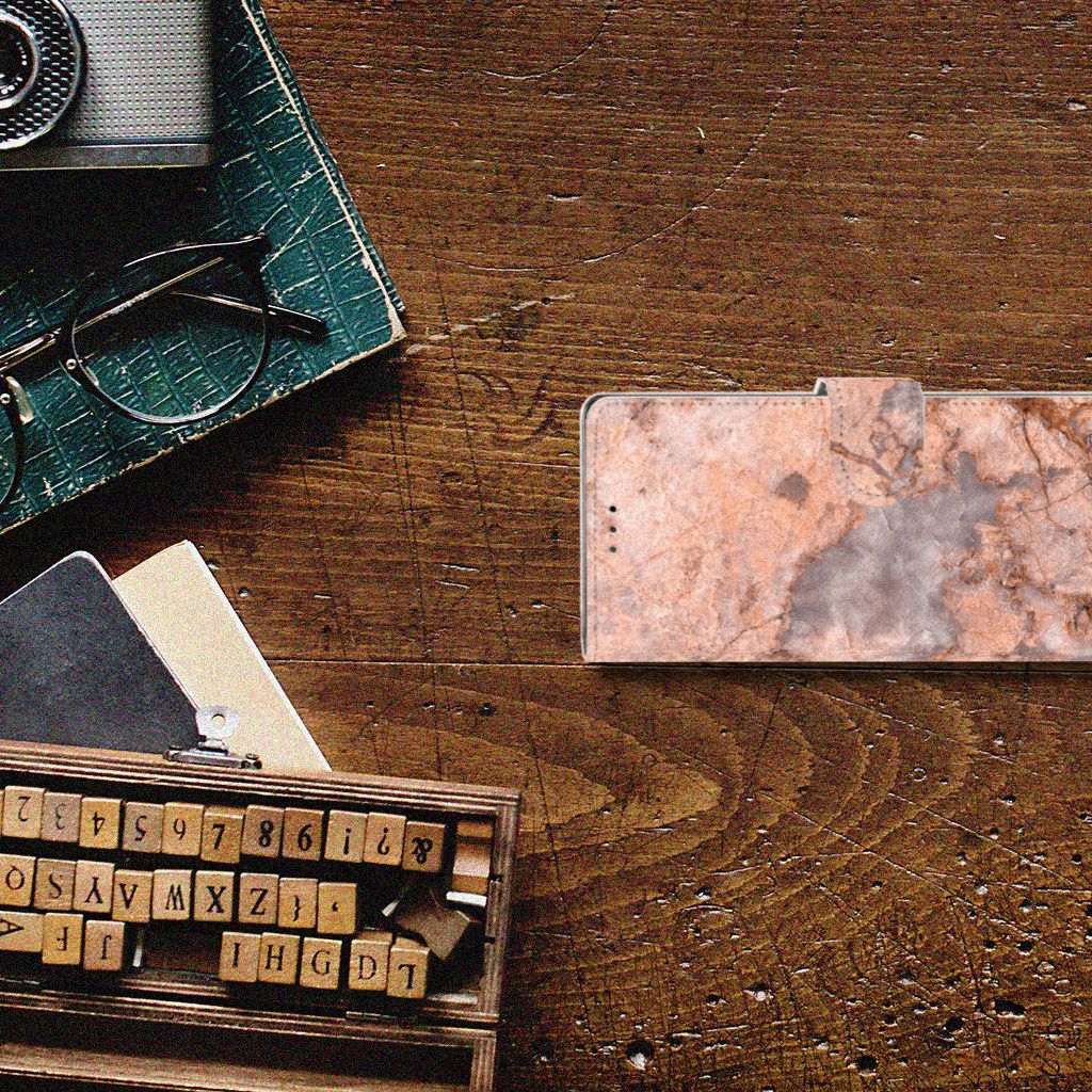 Sony Xperia 10 Bookcase Marmer Oranje