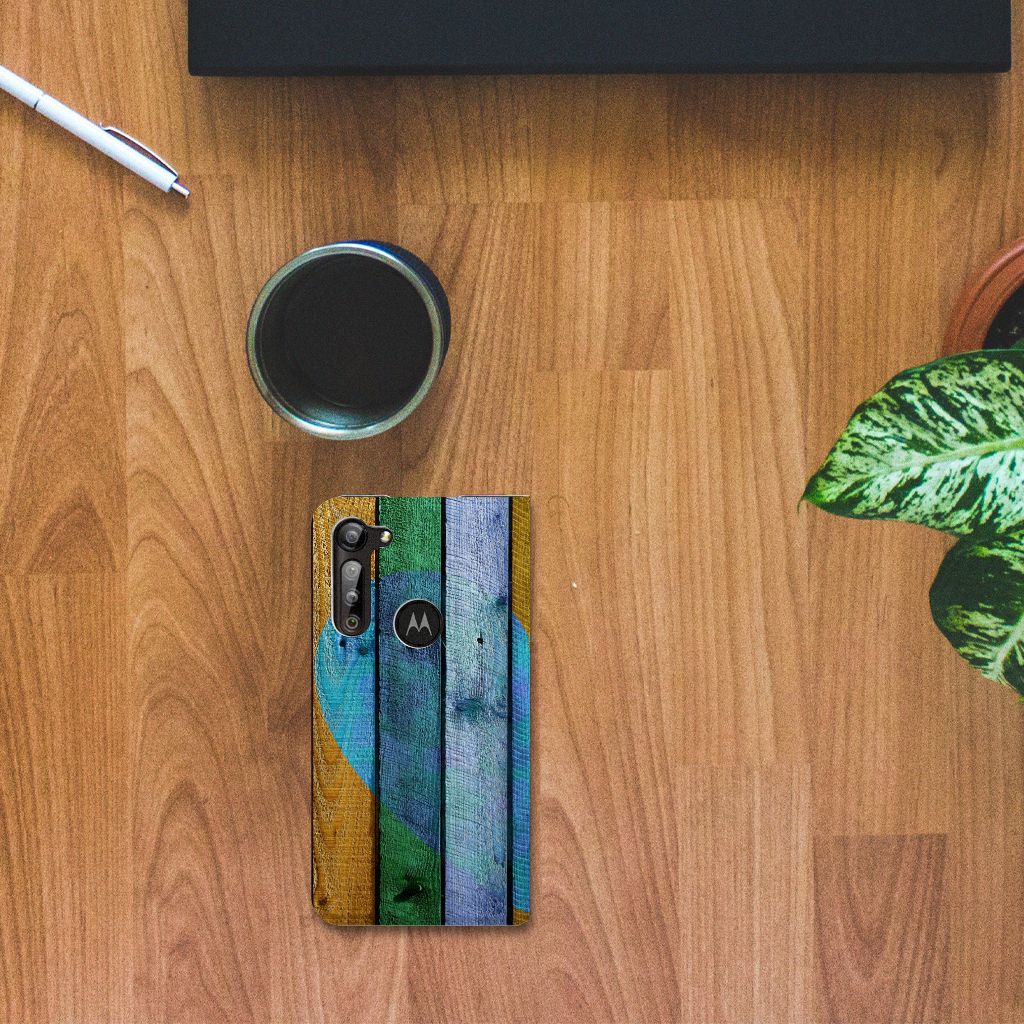 Motorola Moto G8 Power Book Wallet Case Wood Heart - Cadeau voor je Vriend - B2C Telecom