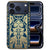 Achterkant van de iPhone 18 Pro back cover Beige Flowers met beige bloemen en groene blaadjes