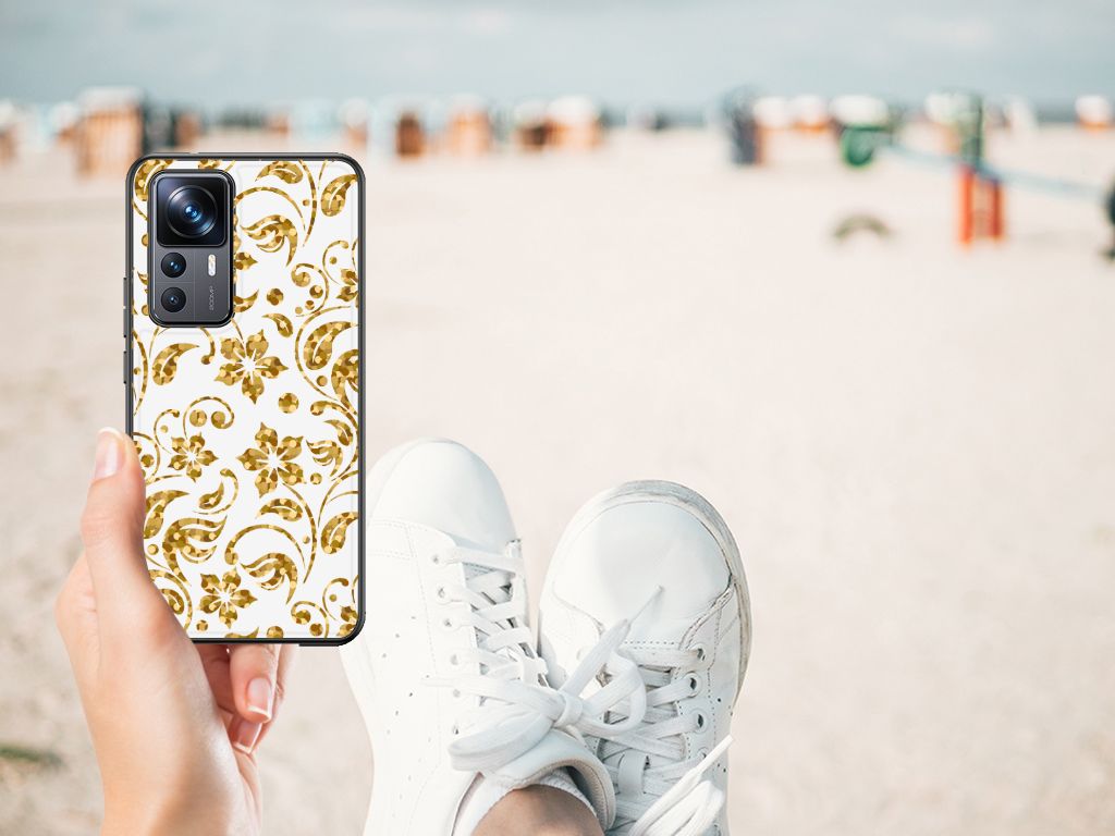 Xiaomi 12T | 12T Pro Bloemen Hoesje Gouden Bloemen B2C Telecom