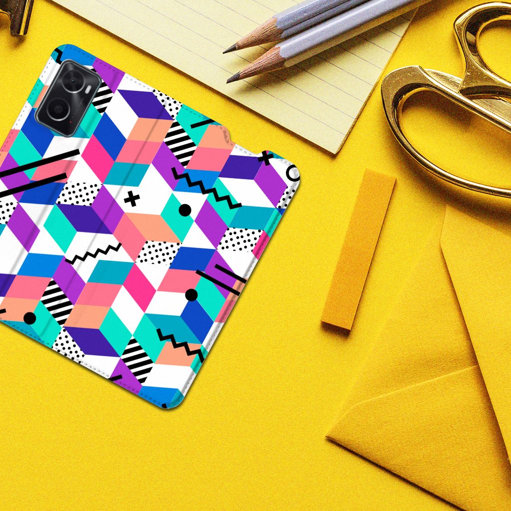 OPPO A96 | A76 Stand Case Blokken Kleurrijk - B2C Telecom