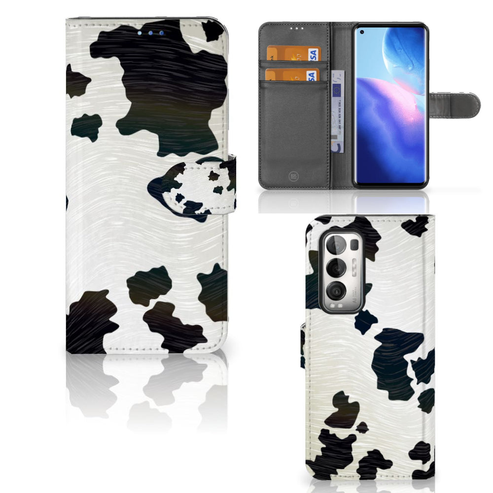 OPPO Find X3 Neo 5G Telefoonhoesje met Pasjes Koeienvlekken