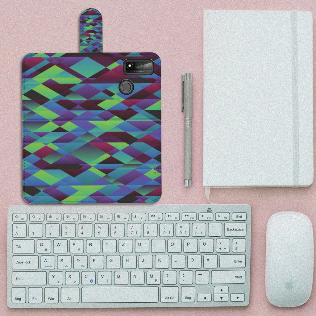 Huawei P Smart 2020 Book Case Abstract Green Blue