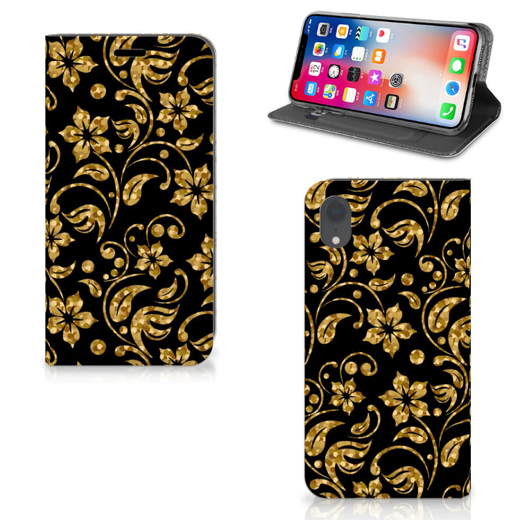 Apple iPhone Xr Smart Cover Gouden Bloemen