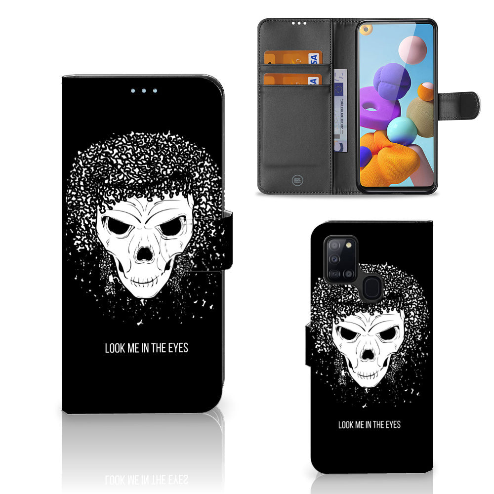 Telefoonhoesje met Naam Samsung Galaxy A21s Skull Hair