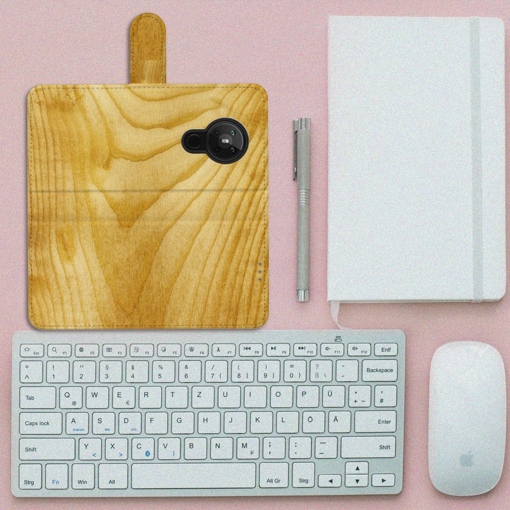 Nokia 5.3 Book Style Case Licht Hout