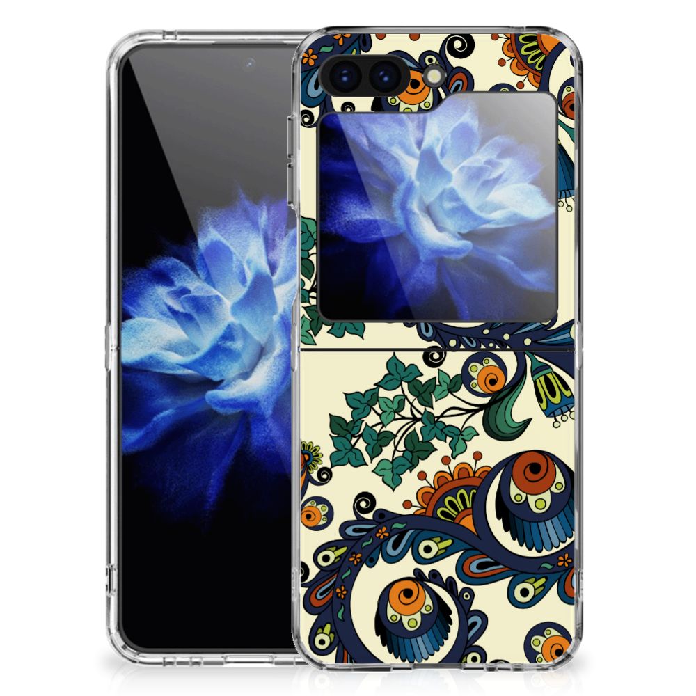 Siliconen Hoesje Samsung Galaxy Z Flip 5 Barok Flower