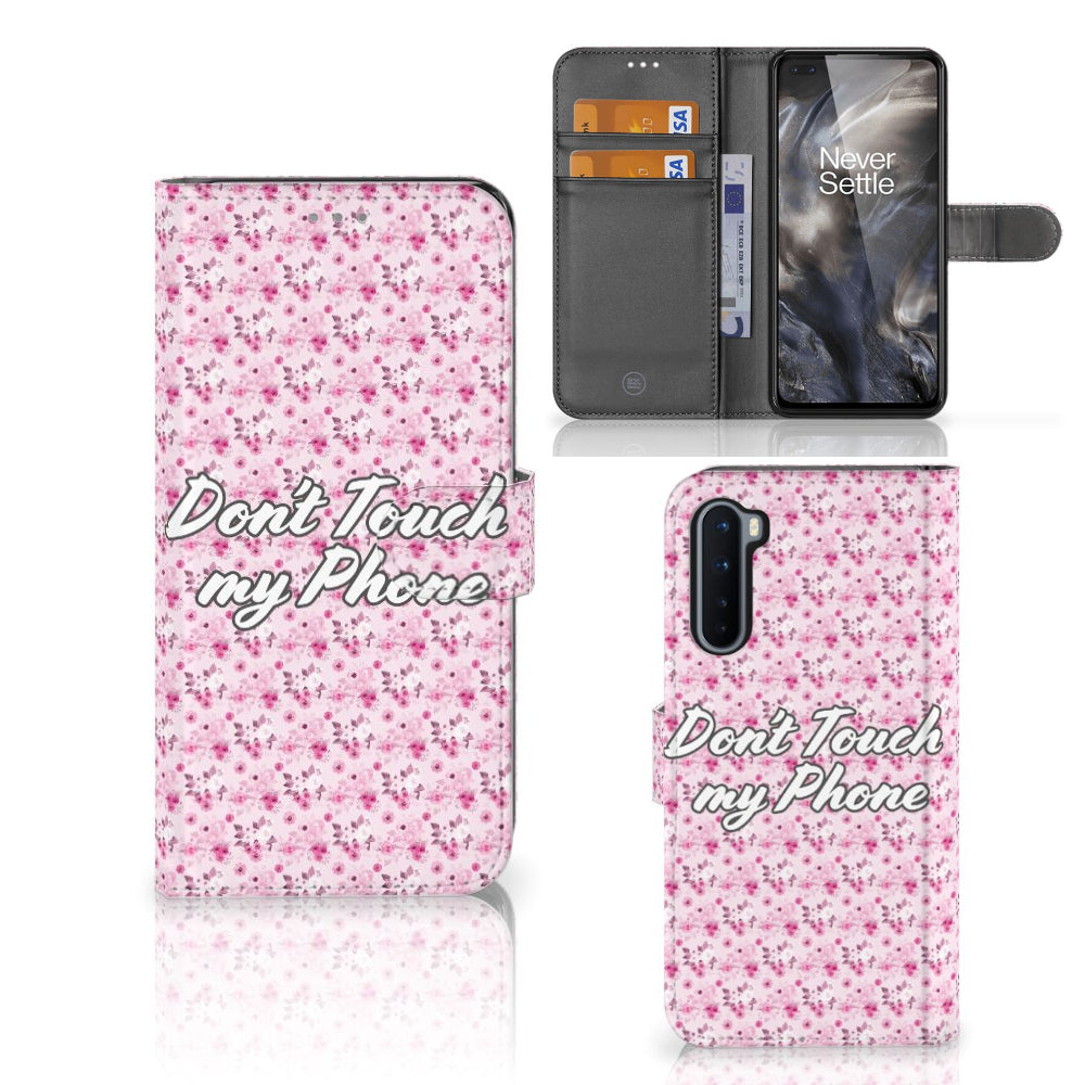 OnePlus Nord Portemonnee Hoesje Flowers Pink DTMP