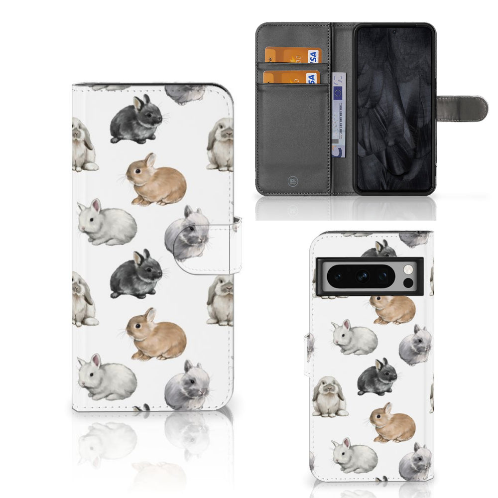 Telefoonhoesje met Pasjes voor Google Pixel 8 Pro Konijntjes