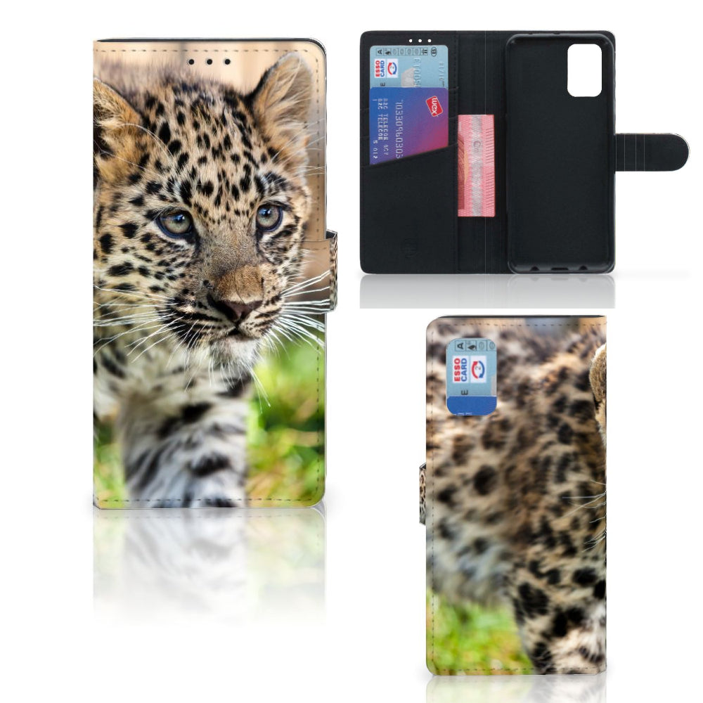 Samsung Galaxy A02s | M02s Telefoonhoesje met Pasjes Baby Luipaard