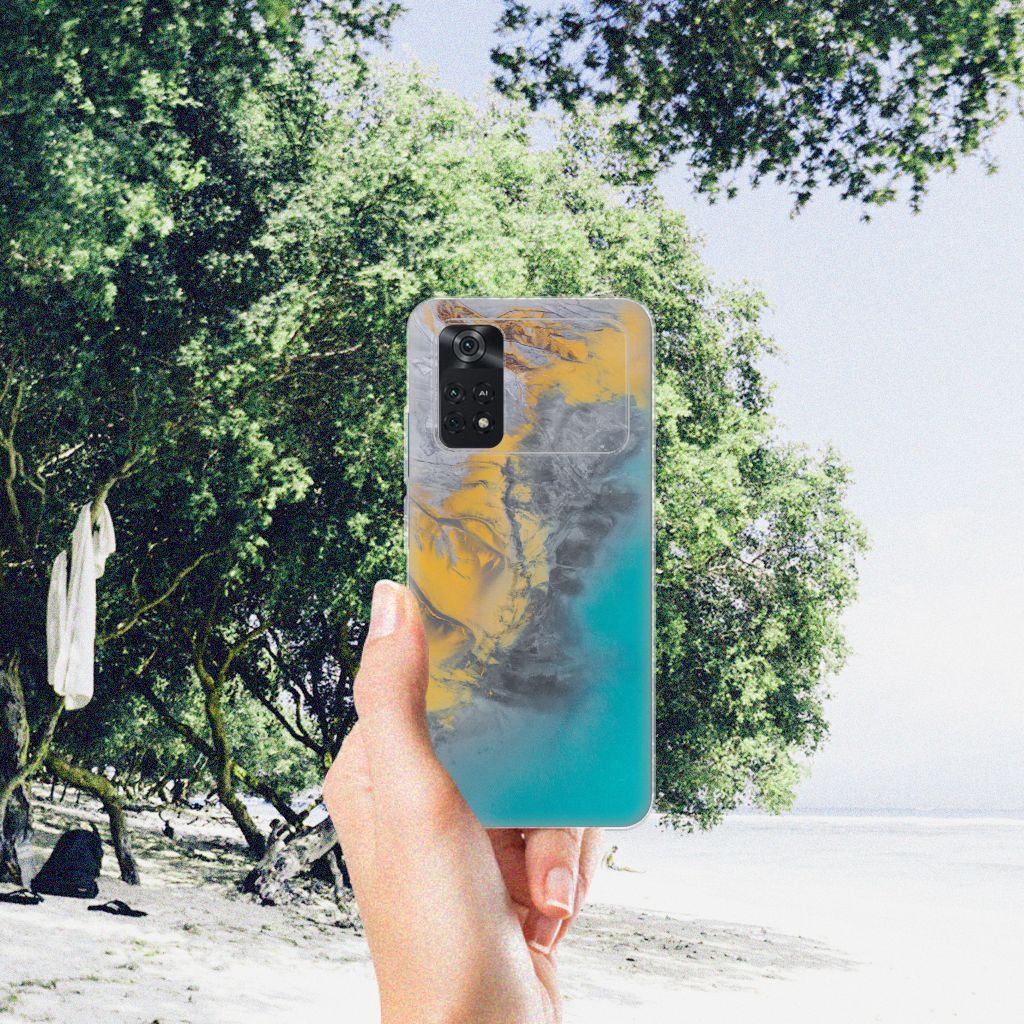 Xiaomi Poco M4 Pro 4G TPU Siliconen Hoesje Marble Blue Gold B2C Telecom