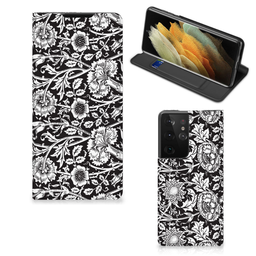 Samsung Galaxy S21 Ultra Smart Cover Black Flowers - B2C Telecom