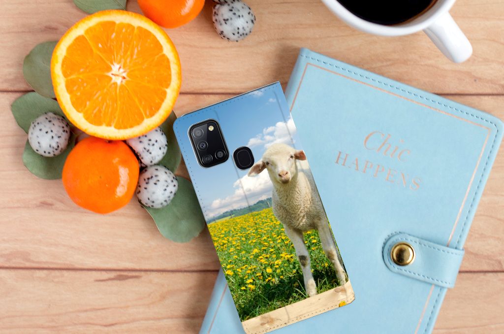 Samsung Galaxy A21s Hoesje maken Schaap en Lammetje - B2C Telecom
