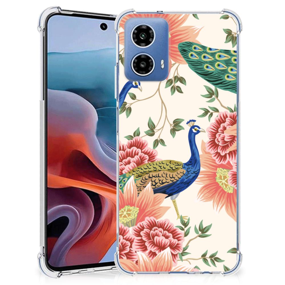 Case Anti-shock voor Motorola Moto G34 Pink Peacock B2C Telecom