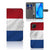 Huawei P40 Lite Bookstyle Case Nederlandse Vlag met artistiek ontwerp van de Nederlandse vlag en pasjeshouder.