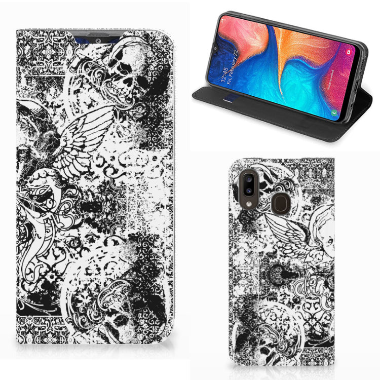 Mobiel BookCase Samsung Galaxy A30 Skulls Angel
