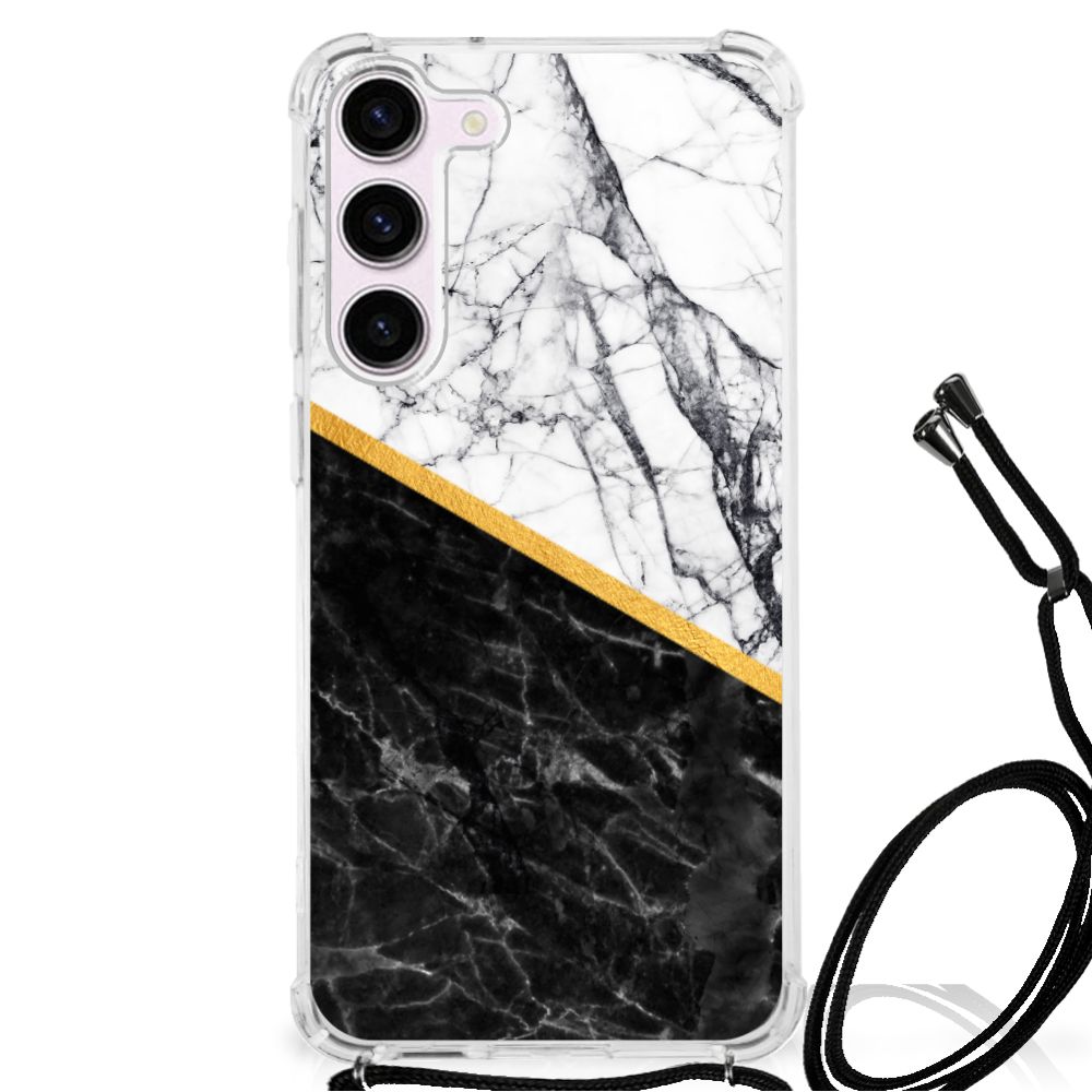 Samsung Galaxy S23 Anti-Shock Hoesje Marmer Wit Zwart - Origineel Cadeau Man B2C Telecom
