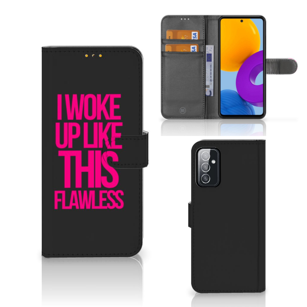 Samsung Galaxy M52 Hoesje met naam Woke Up - Origineel Cadeau Zelf Maken
