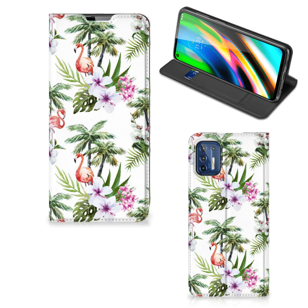Motorola Moto G9 Plus Hoesje maken Flamingo Palms - B2C Telecom