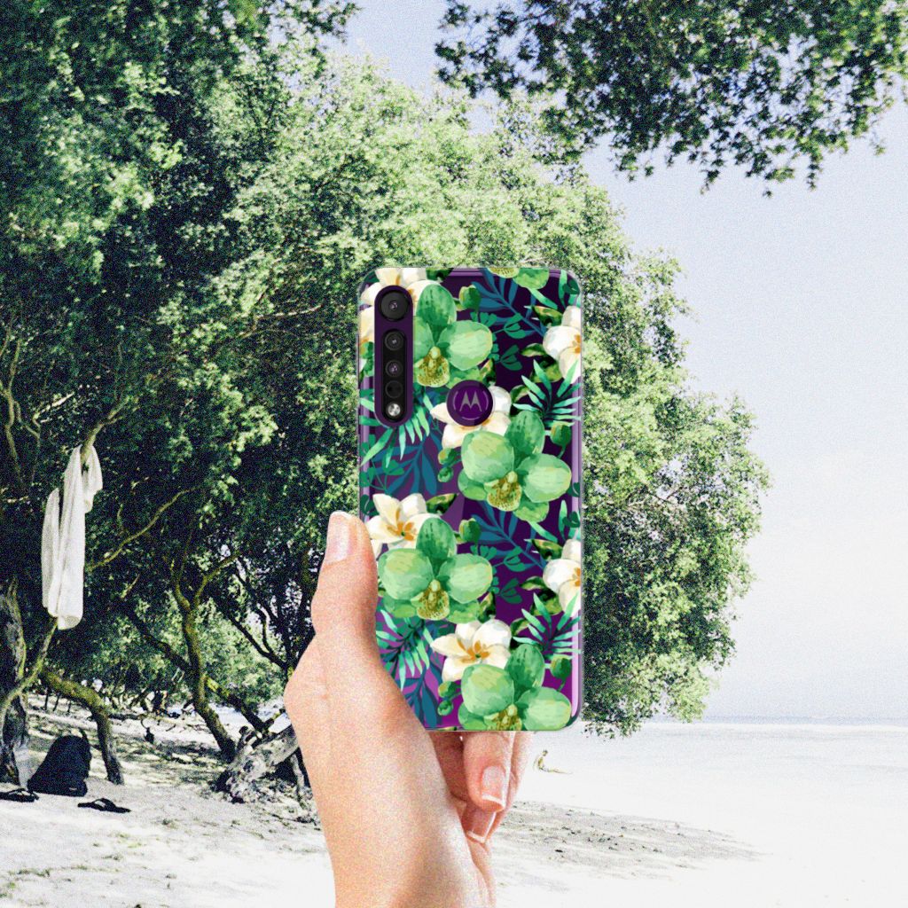 Motorola One Macro TPU Case Orchidee Groen B2C Telecom