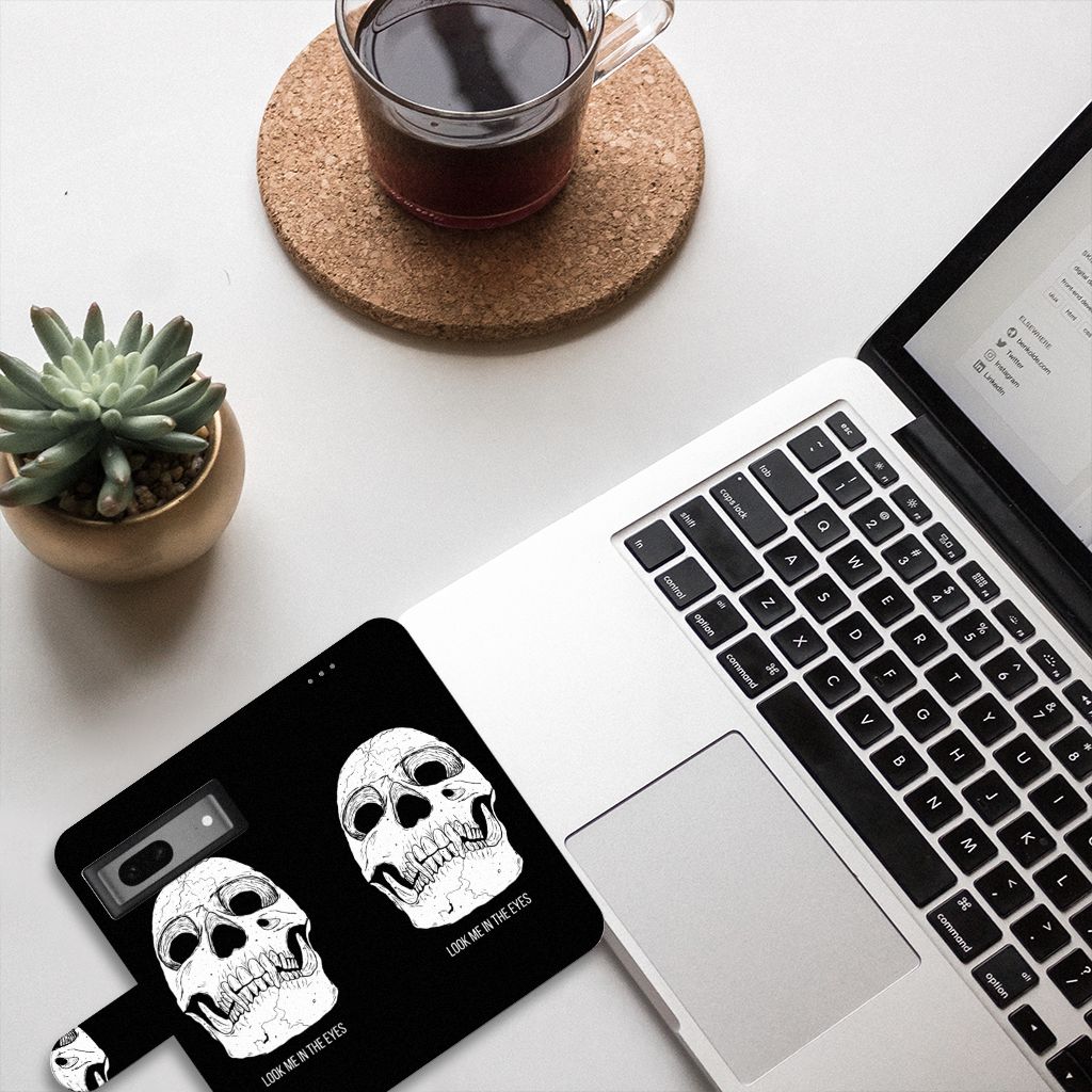 Telefoonhoesje met Naam Google Pixel 7 Skull Eyes