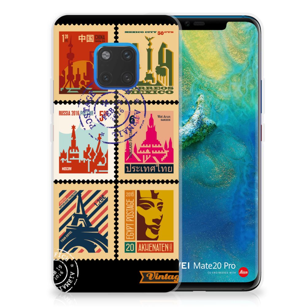 Huawei Mate 20 Pro Siliconen Back Cover Postzegels