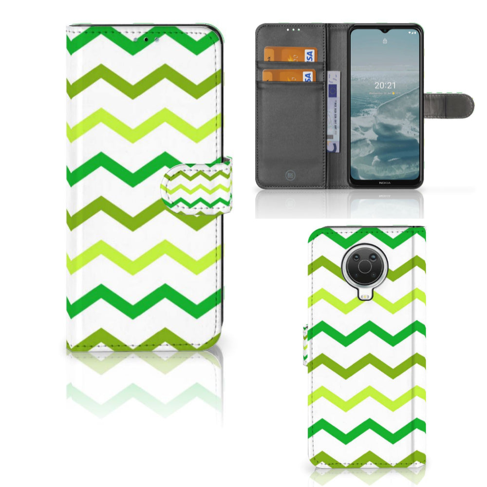 Nokia G10 | G20 Telefoon Hoesje Zigzag Groen