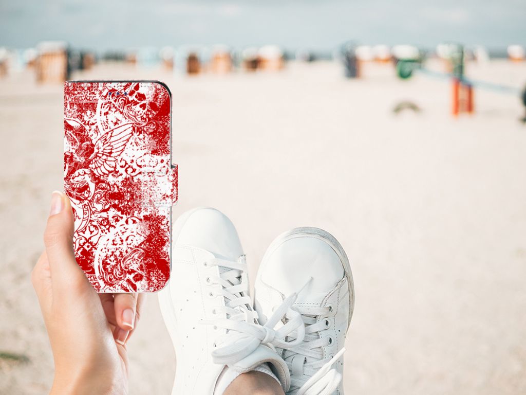 Telefoonhoesje met Naam Samsung Galaxy S10e Angel Skull Rood