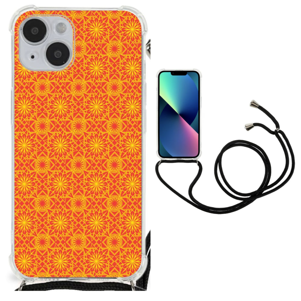 iPhone 14 Plus Doorzichtige Silicone Hoesje Batik Oranje