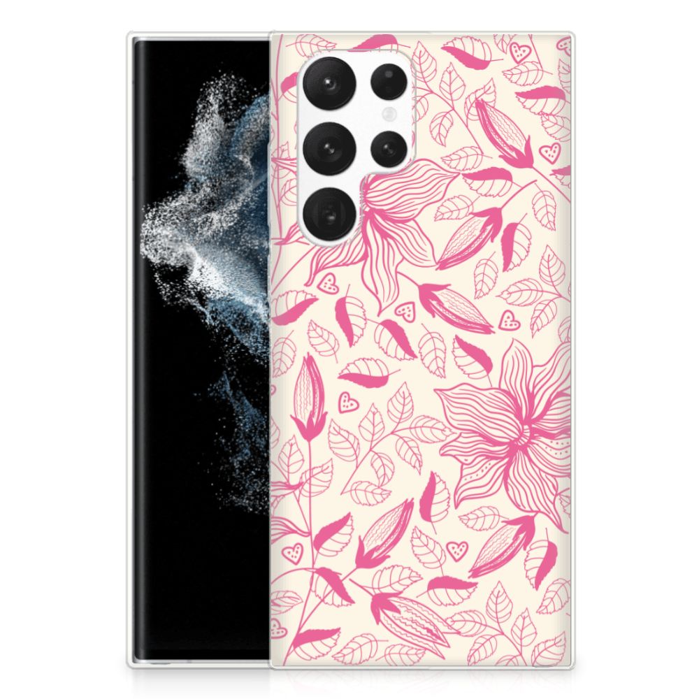 Samsung Galaxy S22 Ultra TPU Case Pink Flowers B2C Telecom