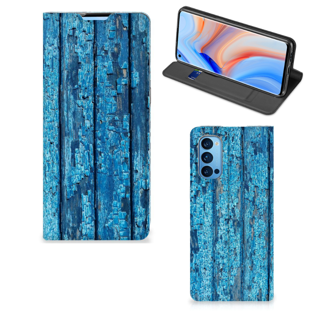 OPPO Reno4 Pro 5G Book Wallet Case Wood Blue - B2C Telecom