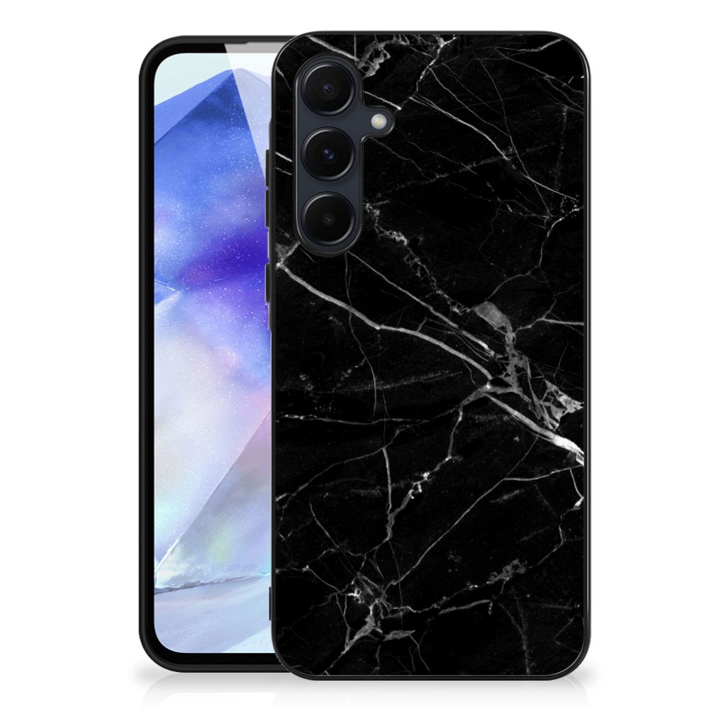 Samsung Galaxy A55 Marmeren Print Telefoonhoesje Marmer Zwart - Origineel Cadeau Vader