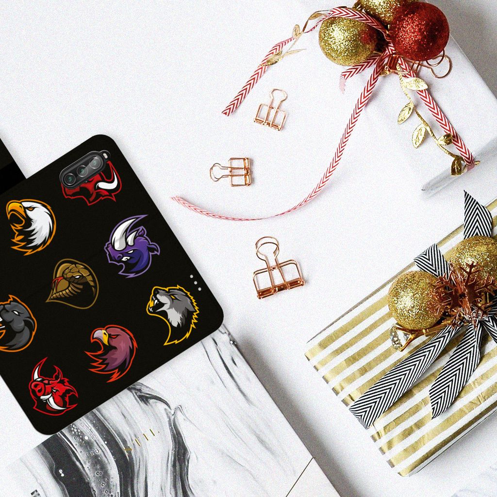 Sony Xperia 10 II Leuk Hoesje Cartoon met kleurrijke cartoonafbeeldingen op een zwart achtergrond.