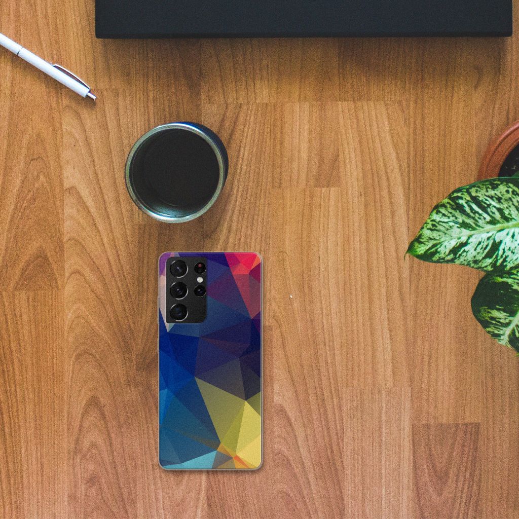 Samsung Galaxy S21 Ultra TPU Hoesje Polygon Dark B2C Telecom