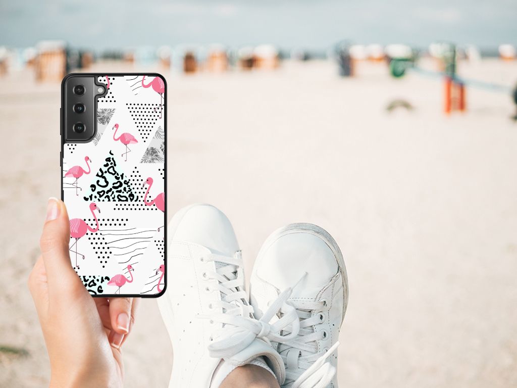 Samsung Galaxy S21 Plus Dierenprint Telefoonhoesje Flamingo Triangle B2C Telecom