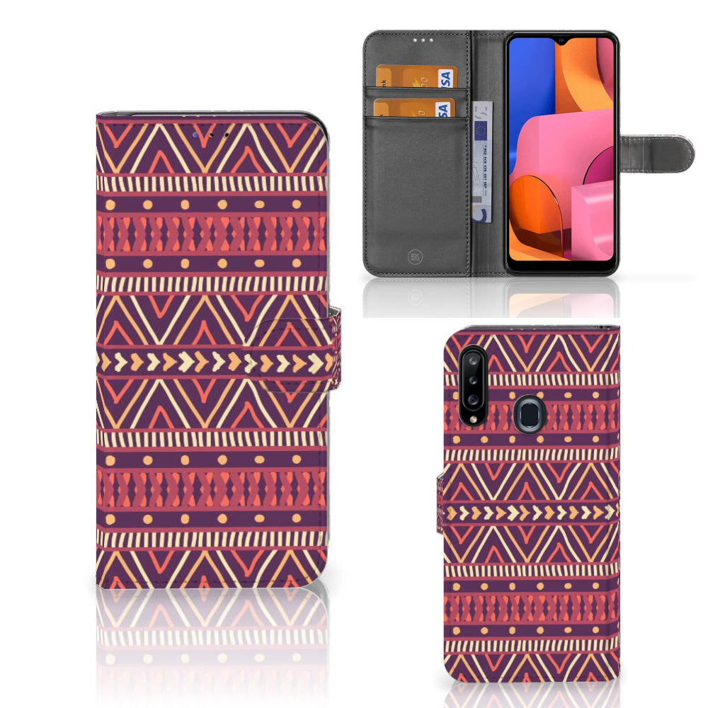 Samsung Galaxy A20s Telefoon Hoesje Aztec Paars
